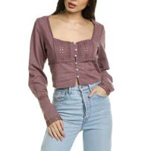 NWT Free People Joi Blouse Roan Rouge Size XS – Boho Peasant Top